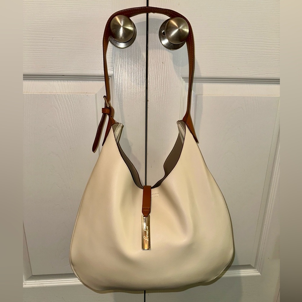 LouLu Cream Vegan Leather Hobo Shoulder Bag